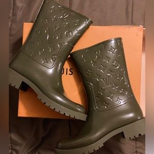 LV Olive Green Rain Boots